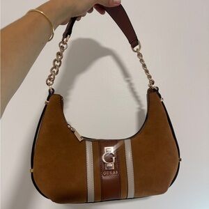 Guess Tan and Brown Shoulder Bag